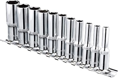 Blue Spot Tools 01540 1/4 Inch Deep Metric Socket Set with Rail - Chrome