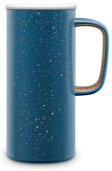 Ello Campy Vacuum-Insulated Stainless Steel Travel Mug, Sun Bleached Turquoise, 18 oz