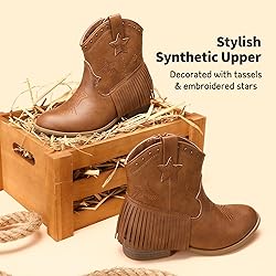 DREAM PAIRS Girls Cowgirl Cowboy Ankle Western
