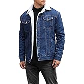 TENGINE Men's Sherpa Lined Trucker Jacket Winter Fleece Lined Denim Coats Slim fit Casual