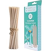 EQUO Coconut Straws, Disposable, Biodegradable, Compostable, and Plastic-Free Drinking Straws, Pack of 50, Standard