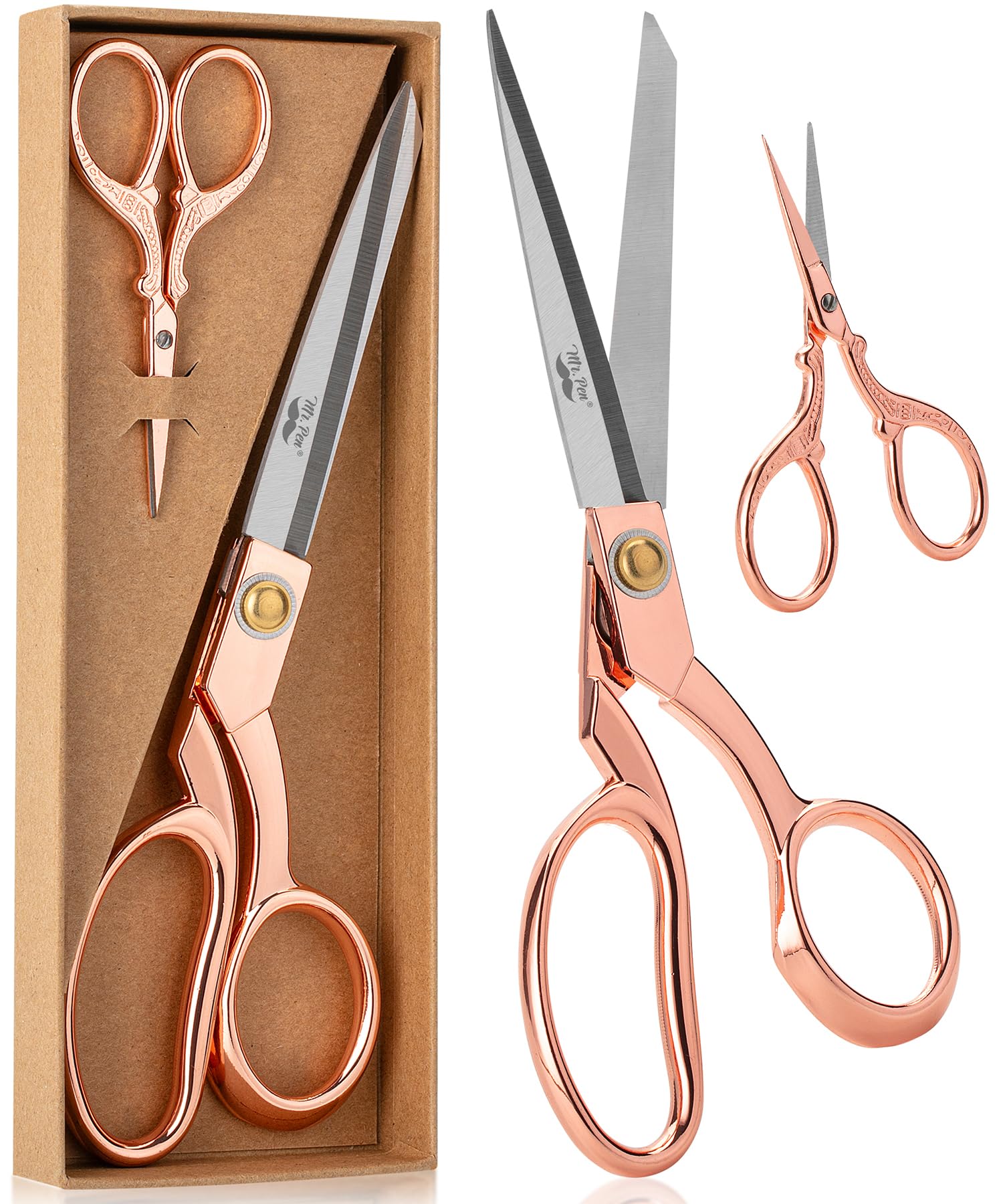 Photo 1 of Mr. Pen- Fabric Scissors & Embroidery Scissors Set, 8.5" and 3.5", Stainless Steel, Rose Gold, Heavy Duty Fabric Shears
