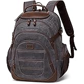 SHENHU Travel Laptop Backpack 17.3 inch XL Computer Backpack for Men Waxed Canvas College Daypack Business Backpack Black Gray