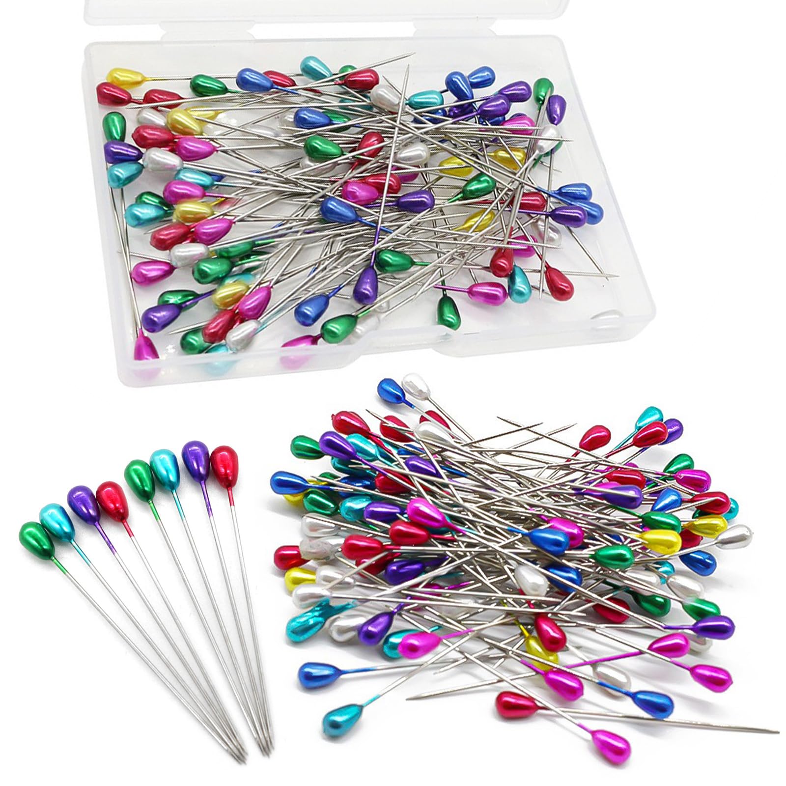 Sewing Pins Dressmaking Coloured Heads Long 200 Pcs Straight Dressmaker Fabric Pins for Sewing Quilting Pin for Crafting Dress Making