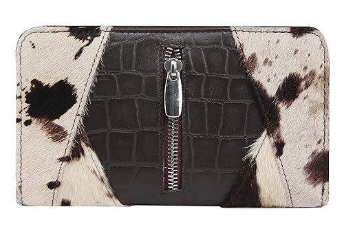 LEADERACHI Womens Hair-on Leather Hand Clutch/Purse (Brown)