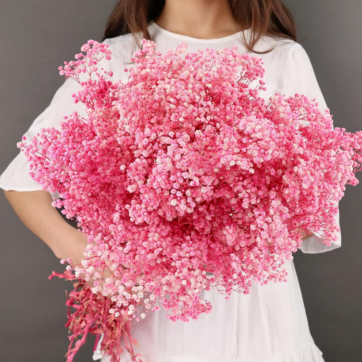 Dried & Preserved Flora - Large Package Pink Dried Babys Breath Flowers Bouquet, 17.2In 5000+ Dry Flowers, Natural Gypsophila for Wedding, Gift for Mom Friends, Dry Flowers Bulk for Vase, DIY Wreath Floral, Home Party (5.7Oz)