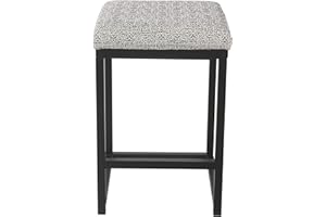 HomePop Home Decor | Modern 24-Inch Counter Stool | Backless Metal Frame Bar Stools Counter Height | Decorative Home Furniture, Global Print