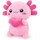 Achwishap Axolotl Plush, 14&rdquo; Pink Axolotl Stuffed Animal, Gifts for Girls | Holding a Pink Love Heart Plush Decor, Cute Plushies Animal Pillow, Soft Axolotl Themed Kids Adults Birthday Huggging Toys