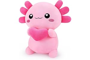 Achwishap Axolotl Plush,Axolotl Stuffed Animal Plush Toys,14” Salamander Plushie,Cute Plushies Soft Newt Plushy Kawaii Plushies Huggging Pillow,Cuddly Animal Body Pillow for Birthday(Pink)