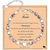 Wisedawn Healing Natural Stone Beacelet for Mom, Unique Birthday Valentines Christmas Gift with Quote Card to Show Your Love