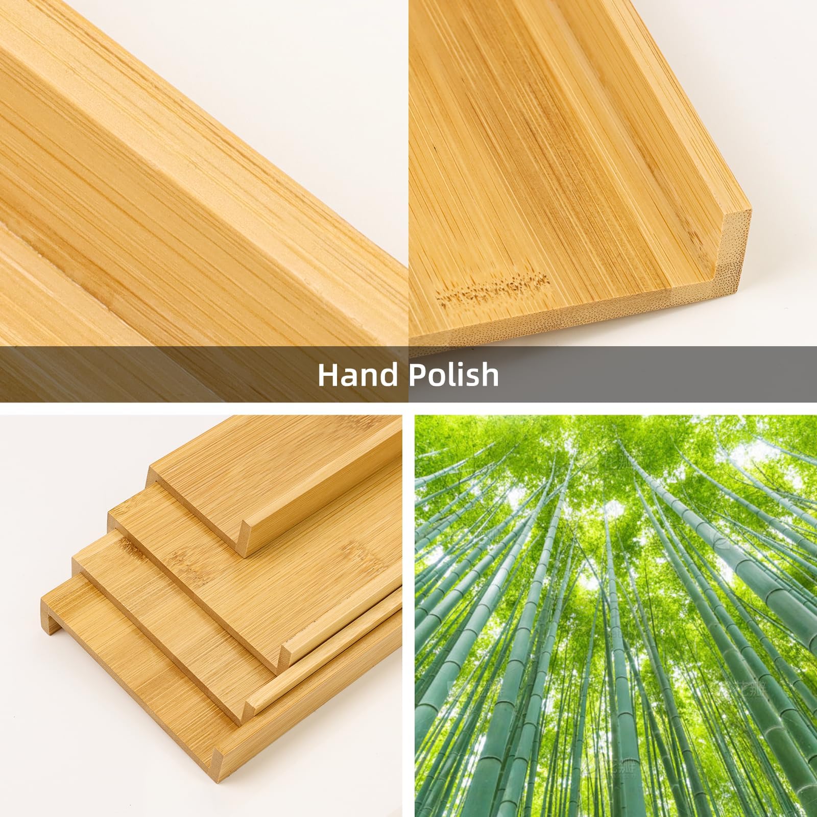 KitHero Spice Drawer Organzier,4 Tiers Bamboo Spice Rack Tray Insert for Cabinet Drawer Countertop, Kitchen Seasoning Storage Drawer Organization,14.57