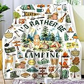 Camping Gifts for Women Stuff Cool Camping Essentials Accessories Blanket Throw Camper Plush Bedding Merch Blanket for Women Men Camper Birthday Party Decorations Room Decor 50"X40"