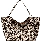SANLEG Women's leopard print shoulder bag, large capacity soft handbag, simple multifunctional crossbody bag