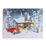 NIKKY HOME 16" x 12" Christmas LED Lighted Canvas