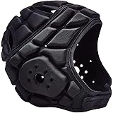 COOLOMG Soft Padded Headgear 7v7 Soft Shell Head Protector Goalkeeper Adjustable Soccer Goalie Helmet Support Rugby Flag Foot