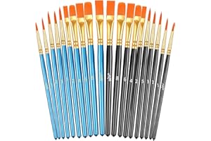 PHINUS 20 Pcs Paint Brushes, Acrylic Painting Brush Set, Watercolor Brushes, Acrylic Brushes for Oil Watercolor, Miniature Detailing, and Rock Painting