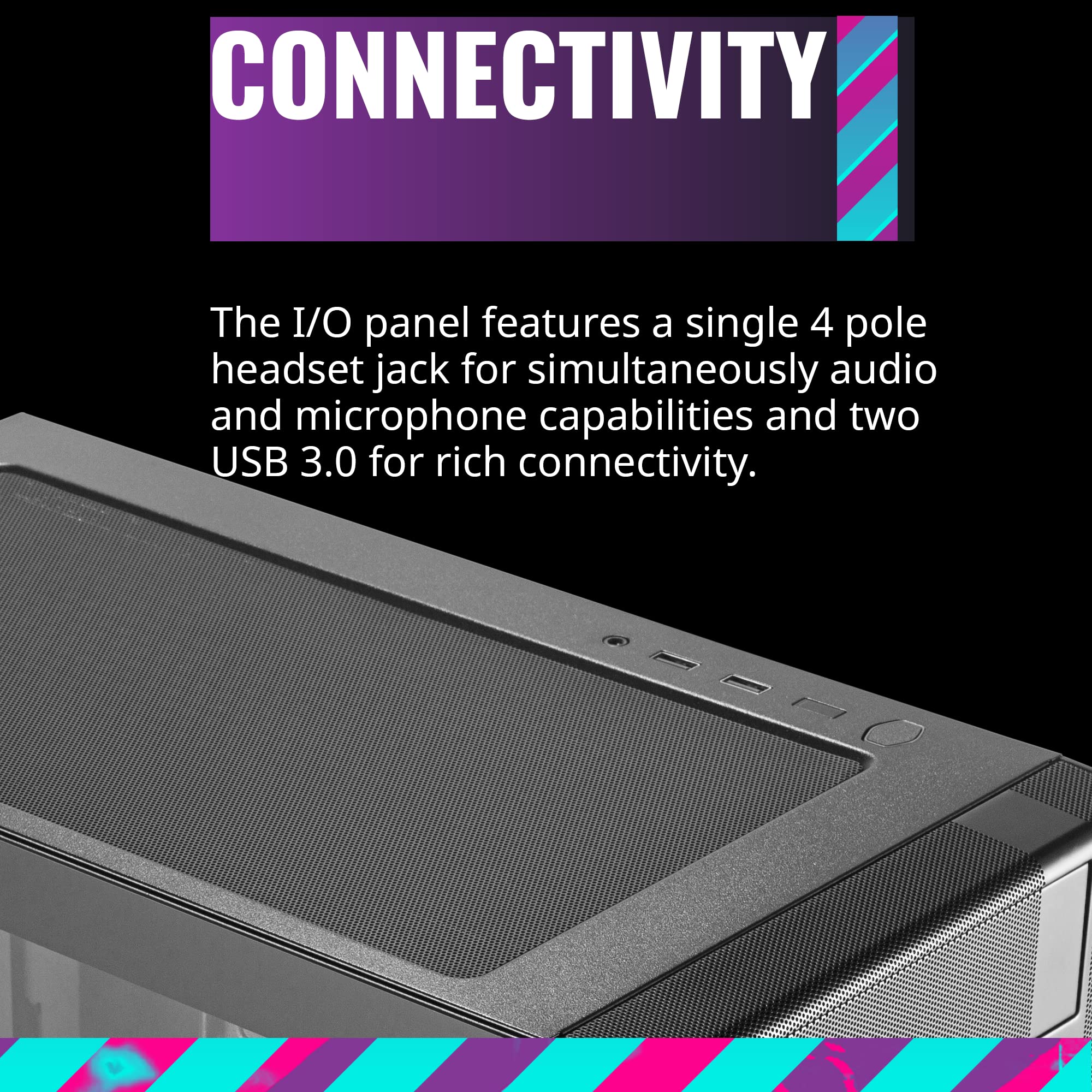 Cooler Master MasterBox NR400 Micro-ATX Tower with Front Mesh Ventilation, Minimal Design, Tempered Glass Side Panel and Single Headset Jack