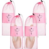 Shappy 4 Pcs Mesh Dance Pointe Shoes Bag for Women Girls Pink