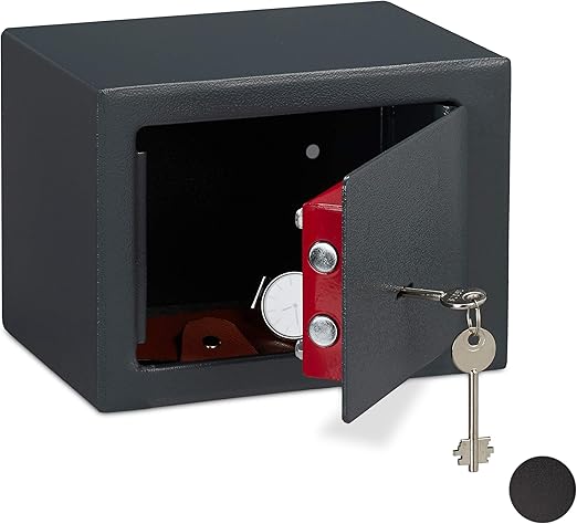 Relaxdays Caja Fuerte Pequena Mini Safe Con Llaves Seguridad