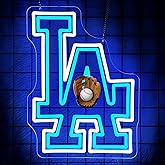 LA Baseball Neon Sign for Wall Decor - Los Angeles Team Merch Neon Acrylic USB Powered LED Wall Art Decor, Light Up Sign Dimmable, for Man Cave Game Room Bedroom Bar Club Party Fans 15.75" × 11.69"