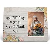 MAQIKA Great Aunt Picture Frame, Mothers Day Gifts for Auntie, Gifts from Niece Nephew, You Put the Great in Greataunt Wood Photo Frame for 4x6 Photos