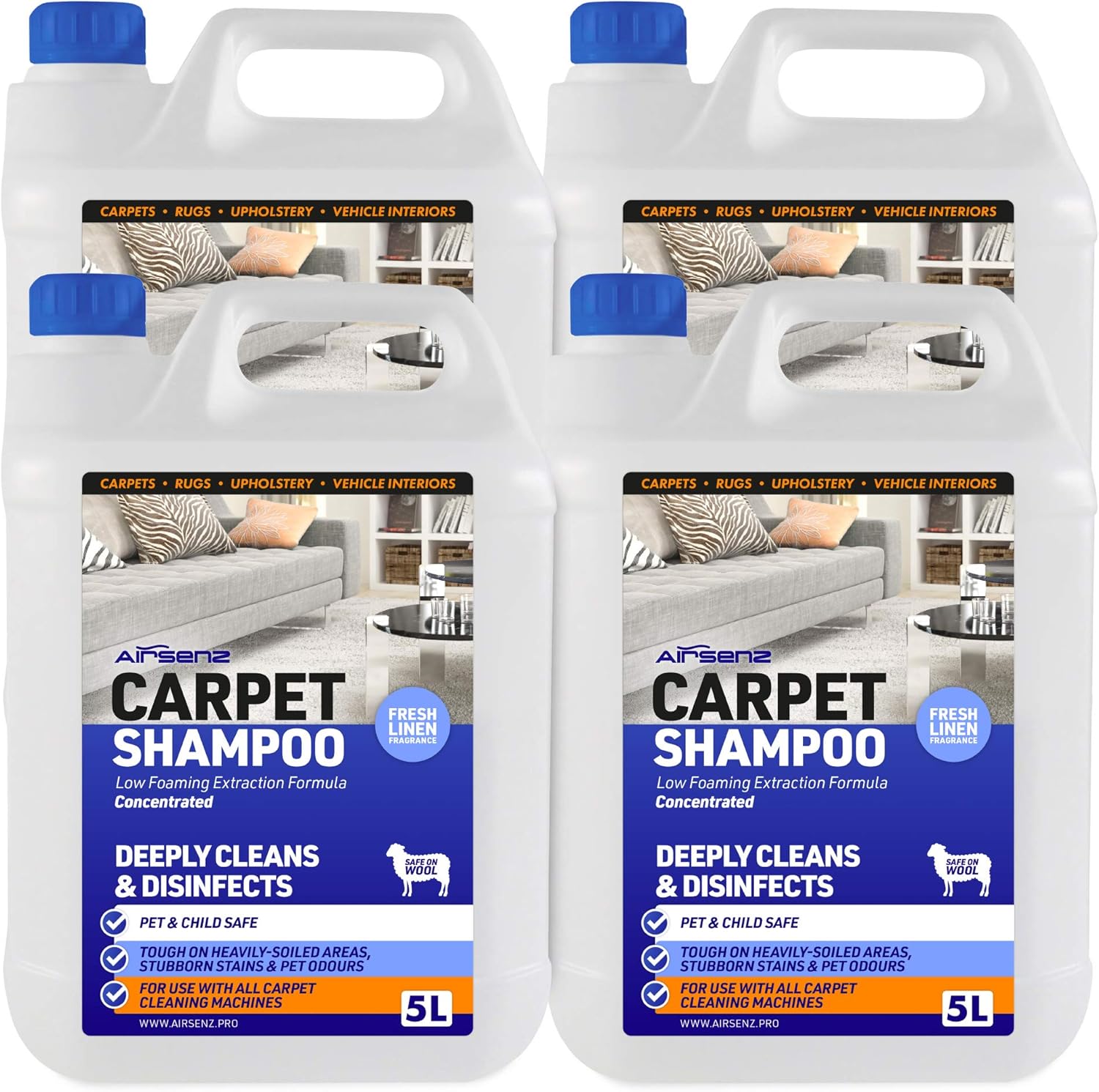 AIRSENZ Professional Carpet Shampoo Low Foaming Extraction Formula