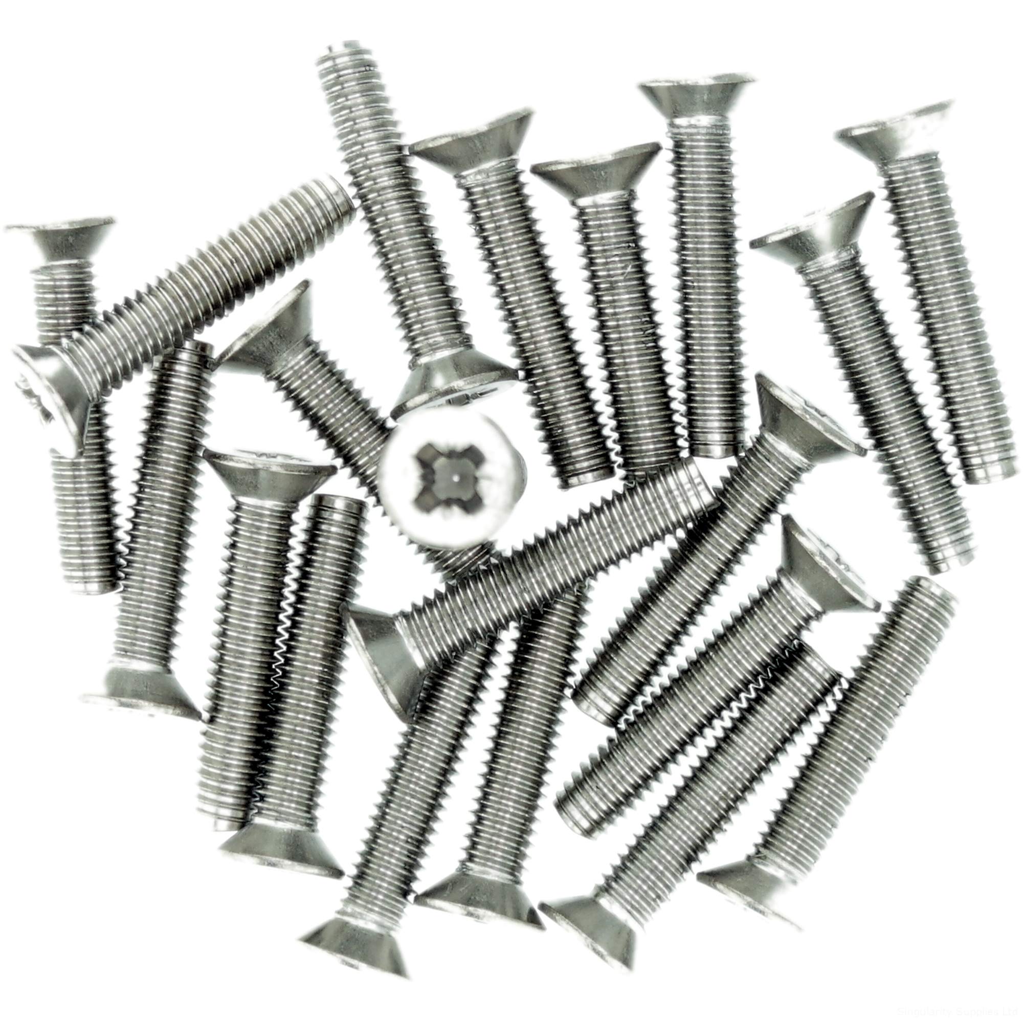 M3 (3mm x 8mm) Pozi Countersunk Thread Rolling Screw - Stainless Steel (A2) (Pack of 20)