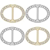 KALIONE Rhinestones T-Shirt Clips, 4 Pieces Shirt Clips for Women Twist Knot Waist Buckles Alloy Silk Scarf Buckle Rings Decorative Oval Shirt Ties Clip for Women Girls