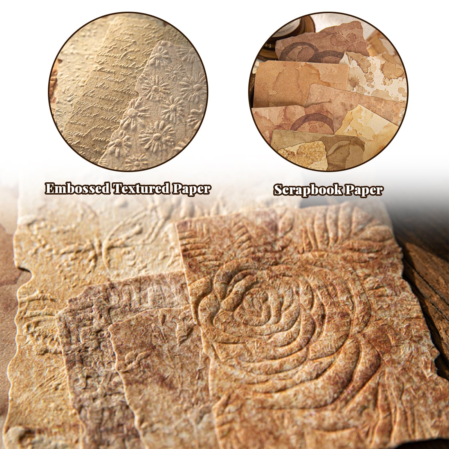 168Pcs Scrapbook Supplies Kit Textured Paper, Rice Paper For Scrapbooking Paper,Junk Journal Supplies,Decorative Decoupage Card Making Supplies,And DIY Mixed Media Collage Card,Vintage Wall Decor