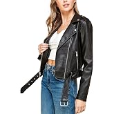 Lock and Love Slim Fit Stylish Vegan Leather Moto Jacket for Women - PU Biker Motorcycle Coat