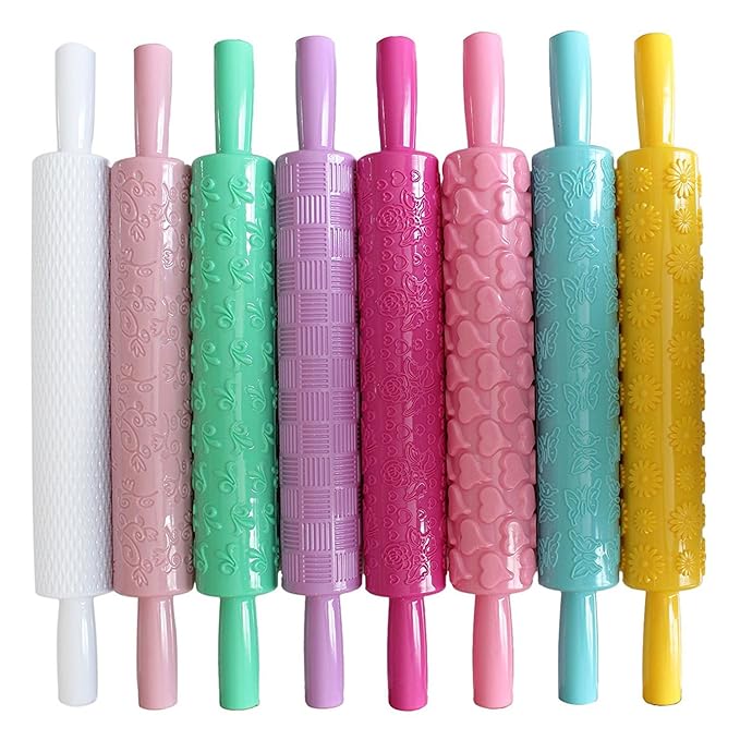 Kurtzy 8 piece Plastic Rolling Pins NonStick Sugarcraft Cake
