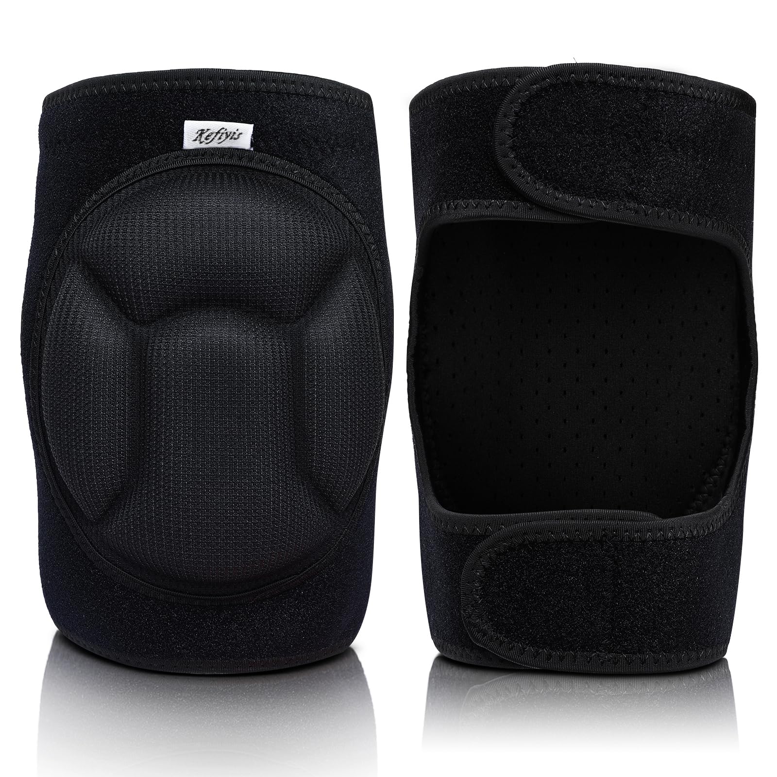 Kefiyis Knee Pads Thick Foam Knee Pads Work Anti Slip Collision Avoidance Knee Pads for Gardening Construction Cleaning Flooring Men Women 1 Pair Black