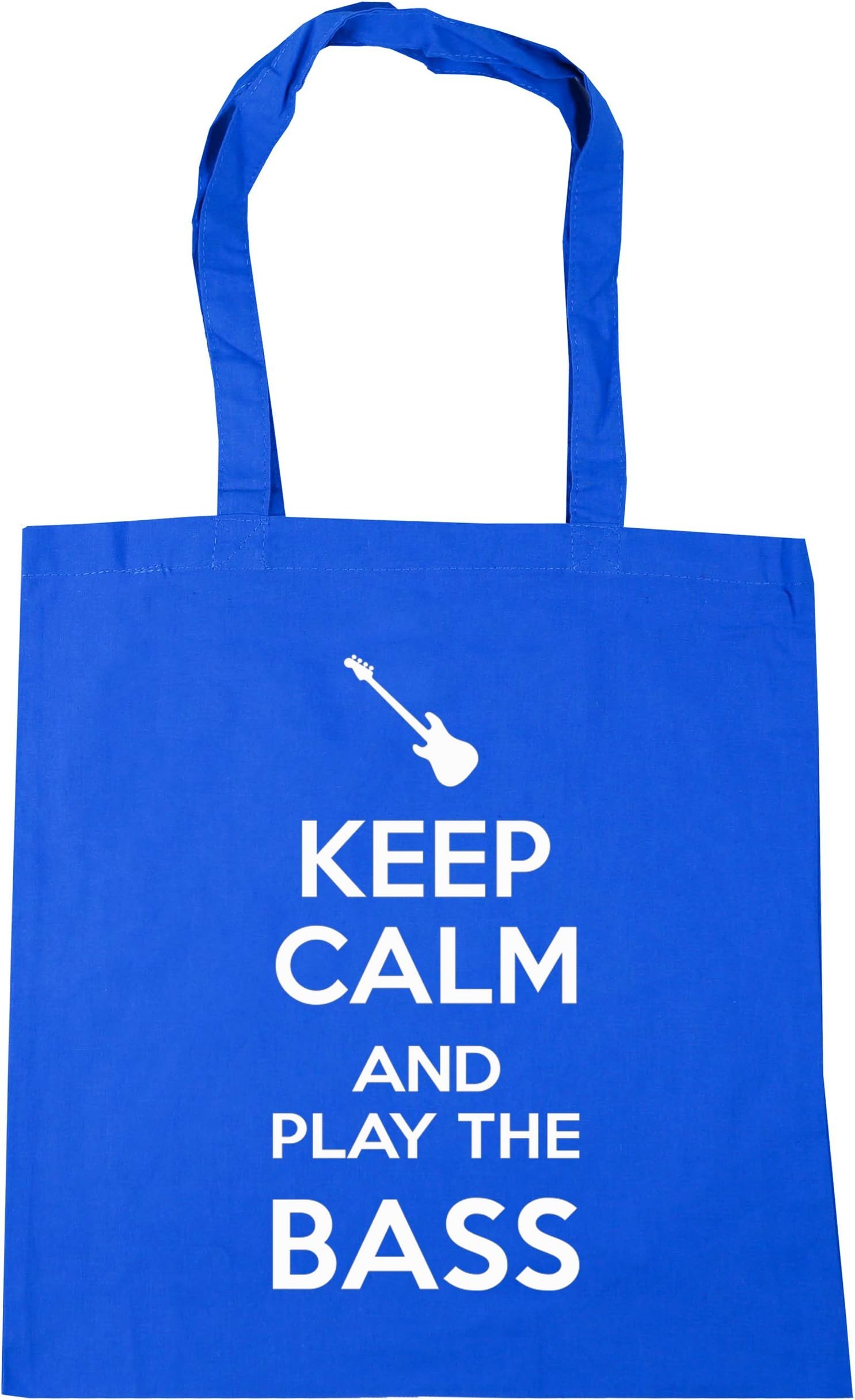 HippoWarehouse Keep Calm and Play the Bass (Guitar) Tote Shopping Gym Beach Bag 42cm x38cm, 10 litres