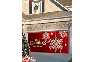 SINGINGIN Christmas Garage Door Banner Cover 7 x 8 ft, Merry Christmas Ornate Snowflakes Christmas Garage Door Decorations Holiday Christmas Backdrop Decor for Winter New Year Xmas Party