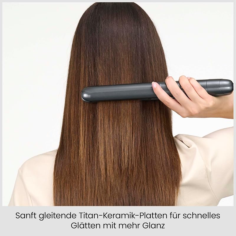 Titanium Shine Glätteisen – Titan-Keramik-Gleittechnologie, 5 Temperatureinstellungen 150–230°C, Weltweite Nutzung, Silber, ST260E