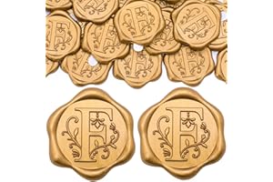 SWANGSA 50 Pack Letter F Wax Seal Stickers, Antique Gold Initial Alphabet Self-Adhesive Wax Seal Stickers for Wedding Party Invitation Envelopes