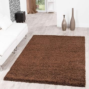 Paco Home Shaggy Hochflor Langflor Teppich Sky Einfarbig In Braun