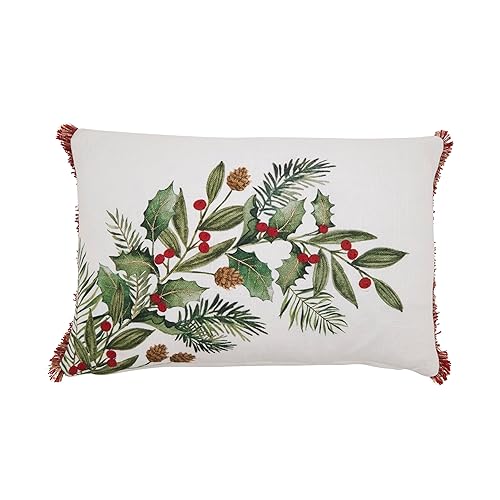 SARO LIFESTYLE Holly Branch Down Filled Throw Pillow - Amazon deal for $39.82