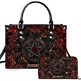 Personalized Halloween Leather Handbag – Custom Witch 3D Printing Effect Purses For Women – Spooky Gothic Shoulder Bag