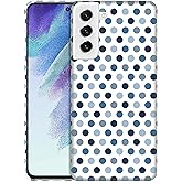 SuzaCase Back Case for Samsung Galaxy S21 FE 5G, Samsung S21 FE Case with Stylish Polka Dots Blue Design Printed Cute, Sleek Durable Hardshell Protective Case/Cover for Samsung S21 FE 5G