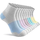 CS CELERSPORT 5 Pairs Women's Ankle Socks Running Athletic Sport Socks with Cushion