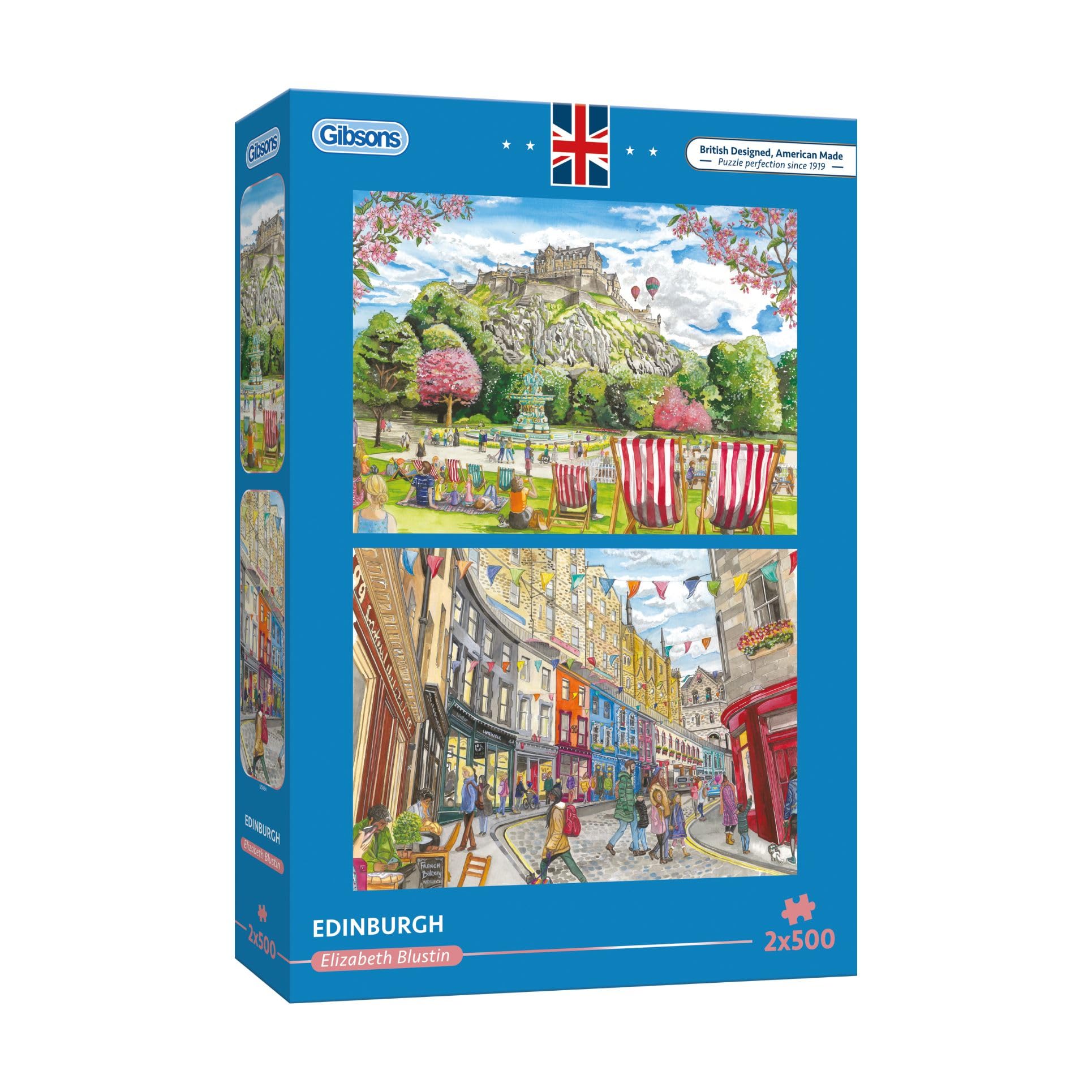Gibsons Edinburgh Jigsaw Puzzles for Adults 2 x 500 Piece Multi-Box Puzzle Set Scotland Castle & City Scenes Sustainable Puzzle for Adults & Teens | Premium 100% Recycled Board | Great Gift