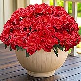TURNMEON Artificial Geraniums Flowers for Outdoors, 4 Bundles Fake Geraniums Silk Red Flowers Outdoor UV Resistant Faux Flowers Plants for Home Gardens Planter Patio Balcony Table Spring Decor(Red)