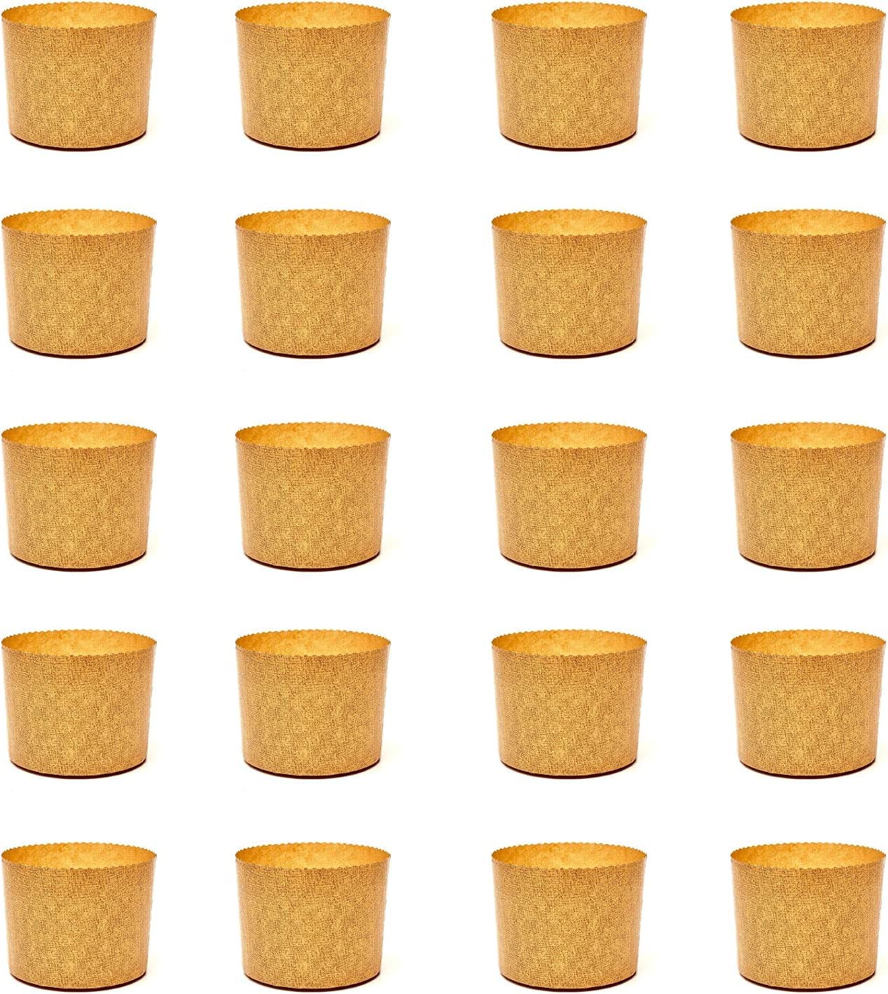 Mini Panettone High Mould (100 g - 20 pcs), Professional Panettone Cups of Natural Paper of Pure Cellulose High Density, Calendered, Baking Forms for Panettones, Heat Resistant 200 ° C