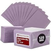 Practicon 125 Pack Lavender Disposable Patient Bibs, 18" x 13", 3 Ply Waterproof Paper Bib Sheet with Poly Back, Dental, Medical, Tattoo, Nail Tray or Table Cover, 125 Pack
