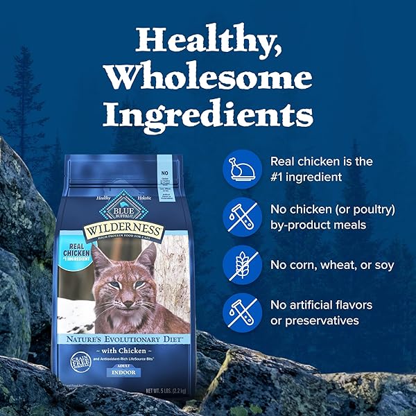 BLUE BUFFALO WILDERNESS NATURE’S EVOLUTIONARY DIET HIGH-PROTEIN, GRAIN-FREE NATURAL DRY FOOD FOR ADULT CATS, CHICKEN, 11-LB. BAG