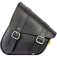Willie & Max Black Synthetic Leather Small Motorcycle Swingarm Bag for Softail/Triangulated Swingarm Models - Chrome Buckles - Made in USA [59776-00]