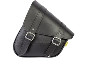 DOWCO Willie & Max Black Synthetic Leather Small Motorcycle Swingarm Bag for Softail/Triangulated Swingarm Models - Chrome Buckles - Made in USA [59776-00]