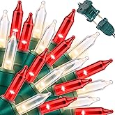 LAMPHOME Red Clear Valentine's String Lights 100 Mini Incandescent Fairy Light Decor 20 Ft Green Wire Christmas Lifgt for Indoor & Outdoor Party Patio Bedroom, Xmas Tree Garland Easter Decoration