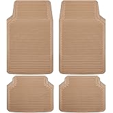 CAR PASS Rubber Floor Mats - All Weather, Full Set 4-Piece, Waterproof Automotive Mats Trim to Fit Most Cars, Sedans, SUVs, Vans - Heavy Duty Anti-Slip Easy Clean, All Beige